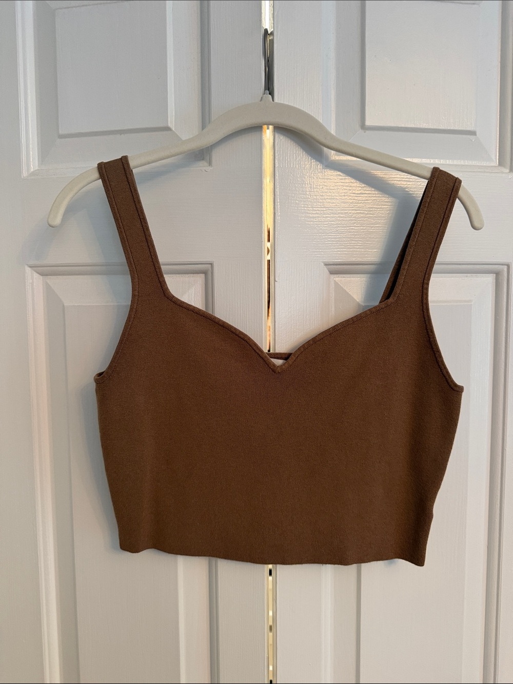 H&M Brown Sweetheart Crop Knit Tank